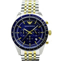 Emporio Armani Tazio Chronograph Blue Dial Two Tone Steel Strap Watch For Men - AR6088