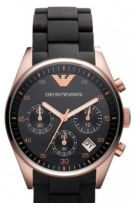 Emporio Armani Sportivo Black Dial Black Silicon Steel Strap Watch For Women - AR5906