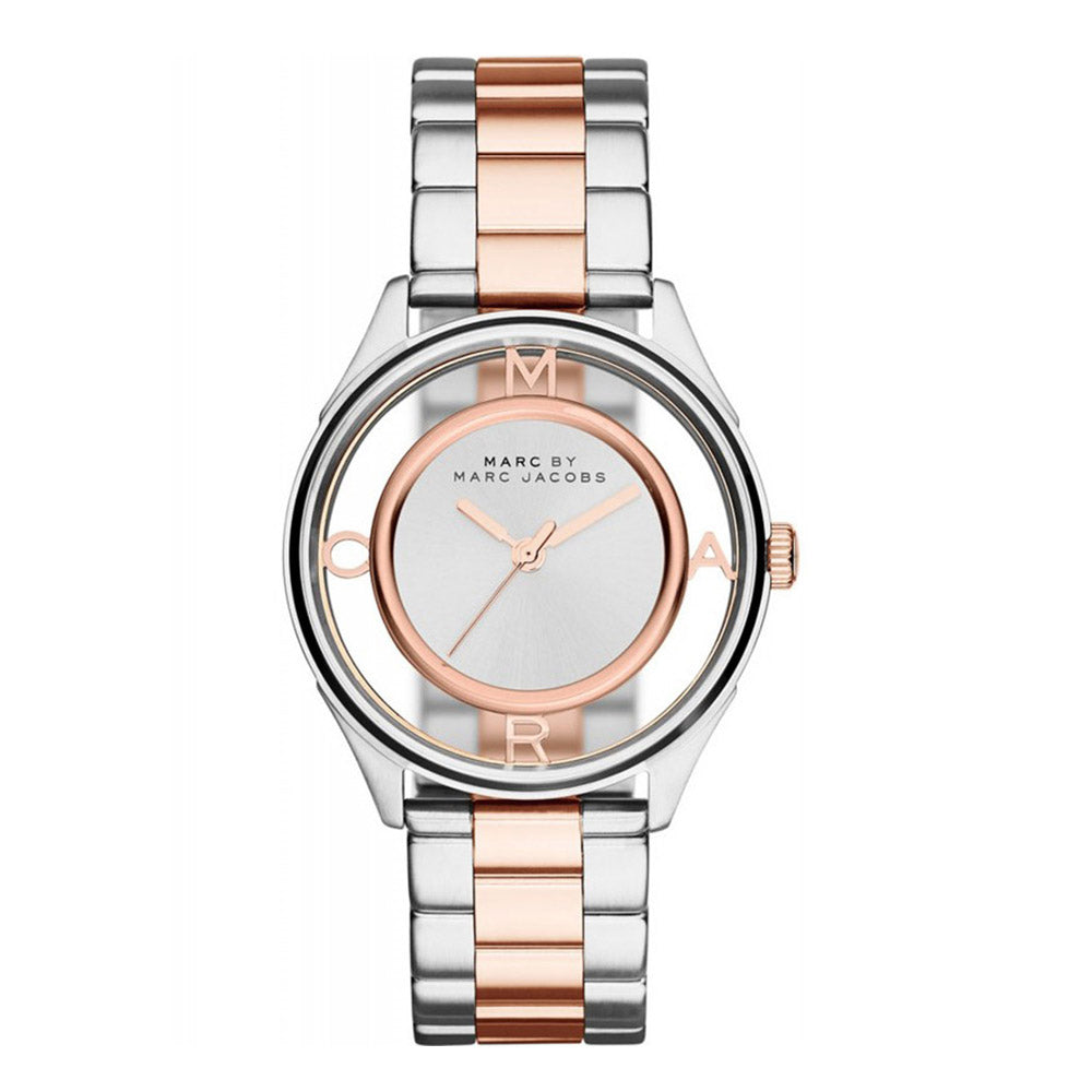 Marc Jacobs Tether White Transparent Dial Two Tone Stainless Steel Strap Watch for Women - MBM3436