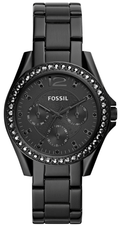 Fossil Riley Multifunction Black Dial Black Steel Strap Watch for Women - ES4519