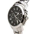 Fossil Grant Chronograph Black Dial Silver Steel Strap Watch for Men - FS4736