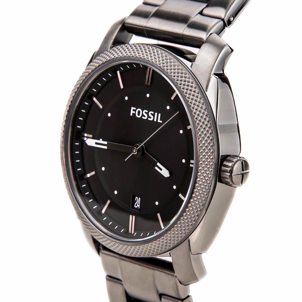 Fossil Machine Chronograph Black Dial Grey Steel Strap Watch for Men - FS4774