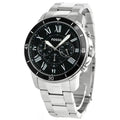 Fossil Grant Sport Chronograph Black Dial Silver Steel Strap Watch for Men - FS5236