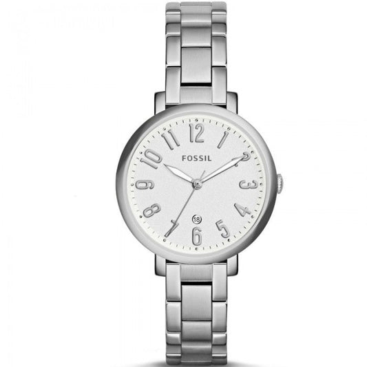 Fossil Jacqueline White Dial Silver Steel Strap Watch for Women - ES3969