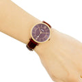 Fossil Jacqueline Purple Dial Purple Leather Strap Watch for Women  - ES4099