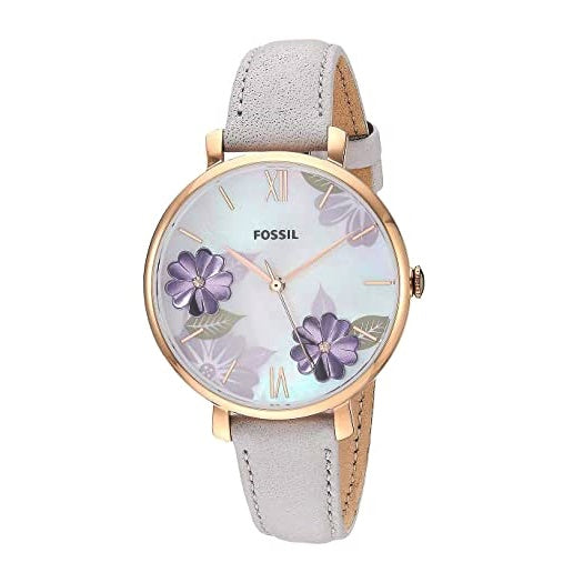 Fossil Jacqueline Mother of Pearl Dial White Leather Strap Watch for Women - ES4672