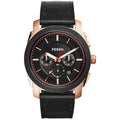 Fossil Machine Chronograph Black Dial Black Leather Strap Watch for Men - FS5120