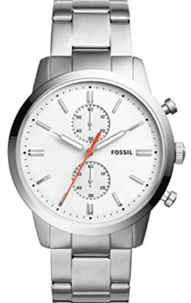 Fossil Townsman Chronograph White Dial Silver Steel Strap Watch for Men - FS5346