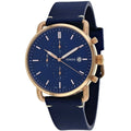 Fossil The Commuter Chronograph Blue Dial Blue Leather Strap Watch for Men - FS5404