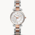 Fossil Carlie Silver Dial Two Tone Steel Strap Watch for Women - ES4342