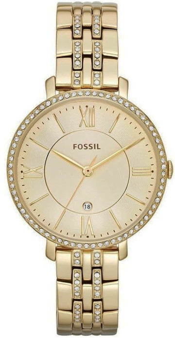 Fossil Jacqueline Gold Dial Gold Steel Strap Watch for Women - ES3547