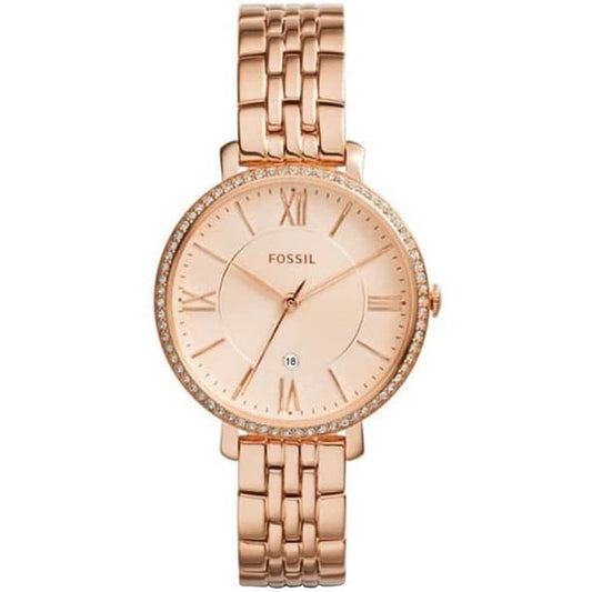 Fossil Jacqueline Rose Gold Dial Rose Gold Steel Strap Watch for Women - ES3632