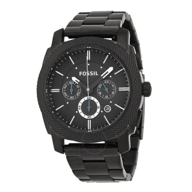 Fossil Machine Chronograph Black Dial Black Steel Strap Watch for Men - FS4552