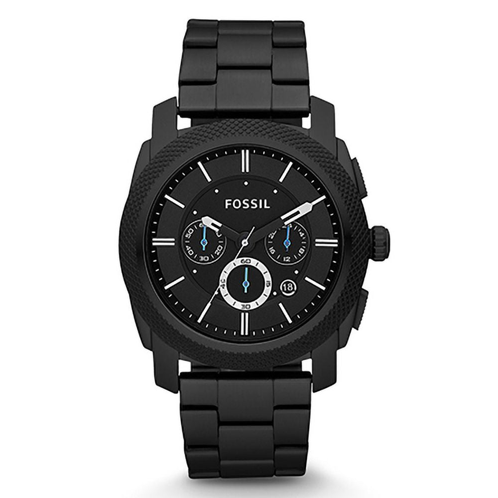 Fossil Machine Chronograph Black Dial Black Steel Strap Watch for Men - FS4552