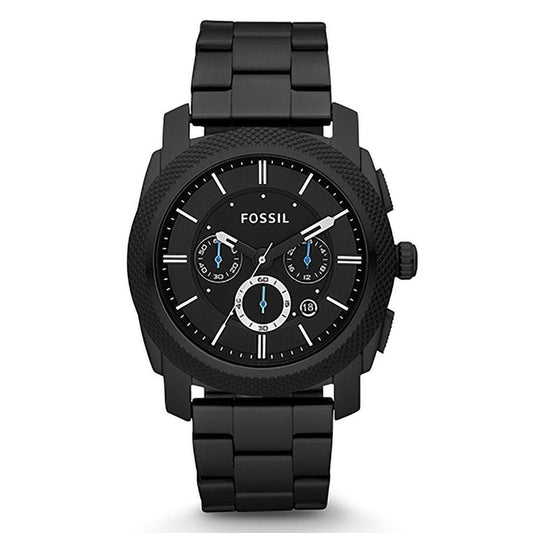 Fossil Machine Chronograph Black Dial Black Steel Strap Watch for Men - FS4552