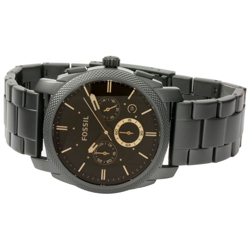 Fossil Machine Chronograph Black Dial Black Steel Strap Watch for Men - FS4682