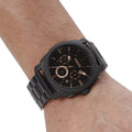 Fossil Machine Chronograph Black Dial Black Steel Strap Watch for Men - FS4682