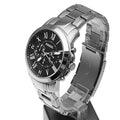 Fossil Grant Chronograph Black Dial Silver Steel Strap Watch for Men - FS4736