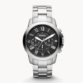 Fossil Grant Chronograph Black Dial Silver Steel Strap Watch for Men - FS4736