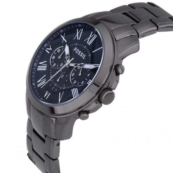 Fossil Grant Chronograph Blue Dial Grey Steel Strap Watch for Men - FS4831