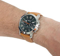 Fossil Grant Chronograph Green Dial Brown Leather Strap Watch for Men - FS4918