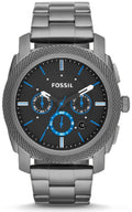 Fossil Machine Chronograph Brown Dial Grey Steel Strap Watch for Men - FS4931