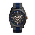 Fossil Machine Chronograph Black Dial Two Tone Steel Strap Watch for Men - FS5164