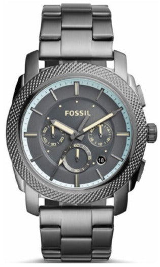 Fossil Machine Chronograph Grey Dial Grey Steel Strap Watch for Men - FS5172