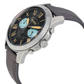 Fossil Grant Chronograph Gunmetal Dial Grey Leather Strap Watch for Men - FS5183