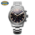 Fossil Pilot 54 Chronograph Navy Blue Dial Silver Steel Strap Watch for Men - FS5203