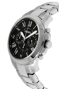 Fossil Grant Sport Chronograph Black Dial Silver Steel Strap Watch for Men - FS5236