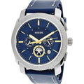 Fossil Machine Chronograph Blue Dial Blue Leather Strap Watch for Men - FS5262