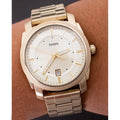 Fossil Machine Gold Dial Gold Steel Strap Watch for Men - FS5264