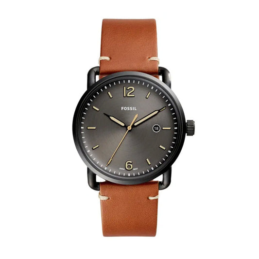 Fossil Commuter Date Black Dial Brown Leather Strap Watch for Men - FS5276