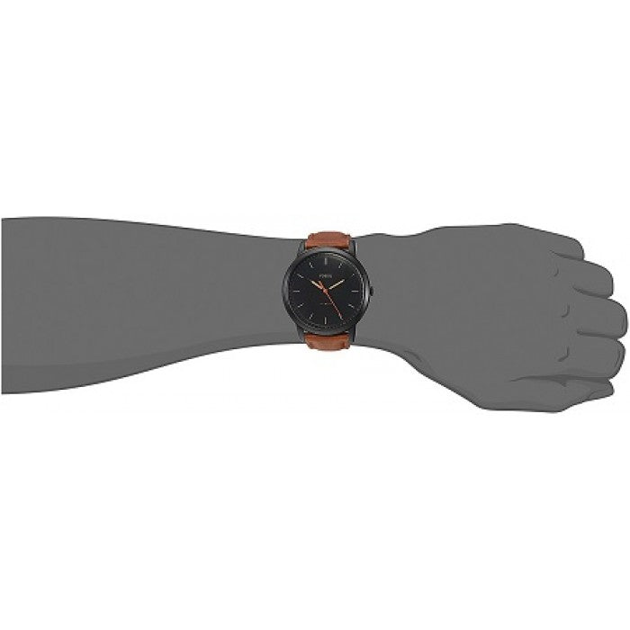 Fossil The Minimalist Black Dial Brown Leather Strap Watch for Men - FS5305