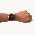 Fossil The Minimalist Black Dial Brown Leather Strap Watch for Men - FS5305