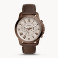 Fossil Grant Chronograph White Dial Brown Leather Strap Watch for Men - FS5344