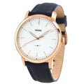 Fossil The Minimalist Slim White Dial Blue Leather Strap Watch for Men - FS5371