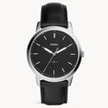 Fossil The Minimalist Three Hand Black Dial Black Leather Strap Watch for Men - FS5398