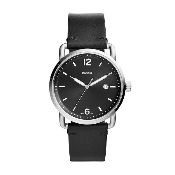 Fossil The Commuter Black Dial Black Leather Strap Watch for Men - FS5406