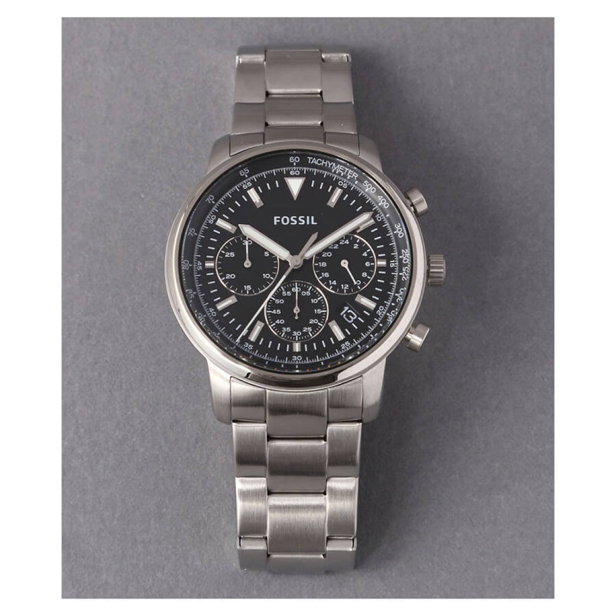 Fossil Goodwin Chronograph Black Dial Silver Steel Strap Watch for Men - FS5412