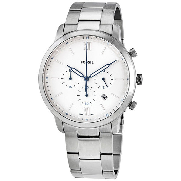 Fossil Neutra Chronograph White Dial Silver Steel Strap Watch for Men - FS5433