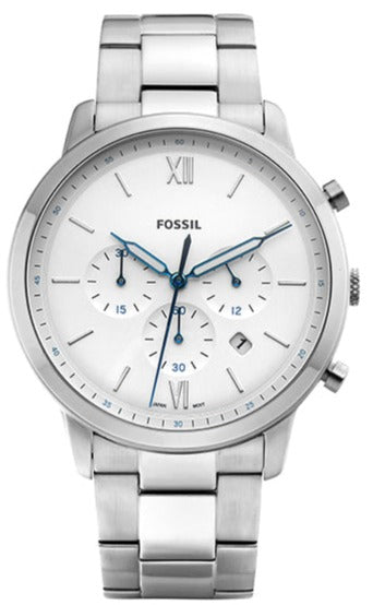 Fossil Neutra Chronograph White Dial Silver Steel Strap Watch for Men - FS5433