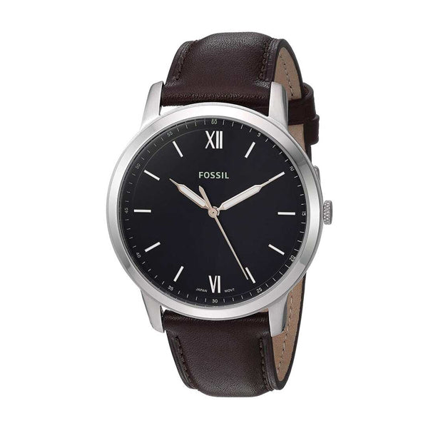 Fossil The Minimalist 3H Black Dial Brown Leather Strap Watch for Men - FS5464