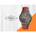 Fossil The Minimalist 3H Grey Dial Brown Leather Strap Watch for Men - FS5479