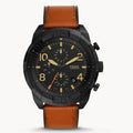 Fossil Bronson Black Dial Brown Leather Strap Watch for Men - FS5714