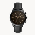 Fossil Goodwin Chronograph Black Dial Black Leather Strap Watch for Men - FS5585