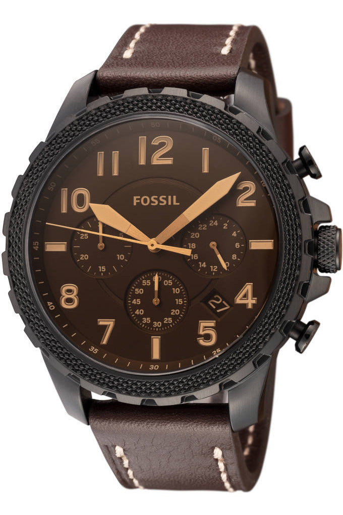 Fossil Bowman Chronograph Brown Dial Brown Leather Strap Watch for Men - FS5601