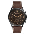 Fossil Forrester Chronograph Black Dial Brown Leather Strap Watch for Men - FS5608