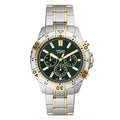 Fossil Garrett Chronograph Green Dial Two Tone Steel Strap Watch for Men - FS5622